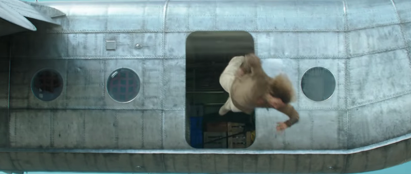 Aquaman (Jason Momoa) did not listen to the in-flight safety video.